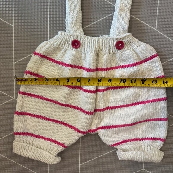 Vintage Handknit Pink and White Striped Toddler Romper - Picture 5 of 7
